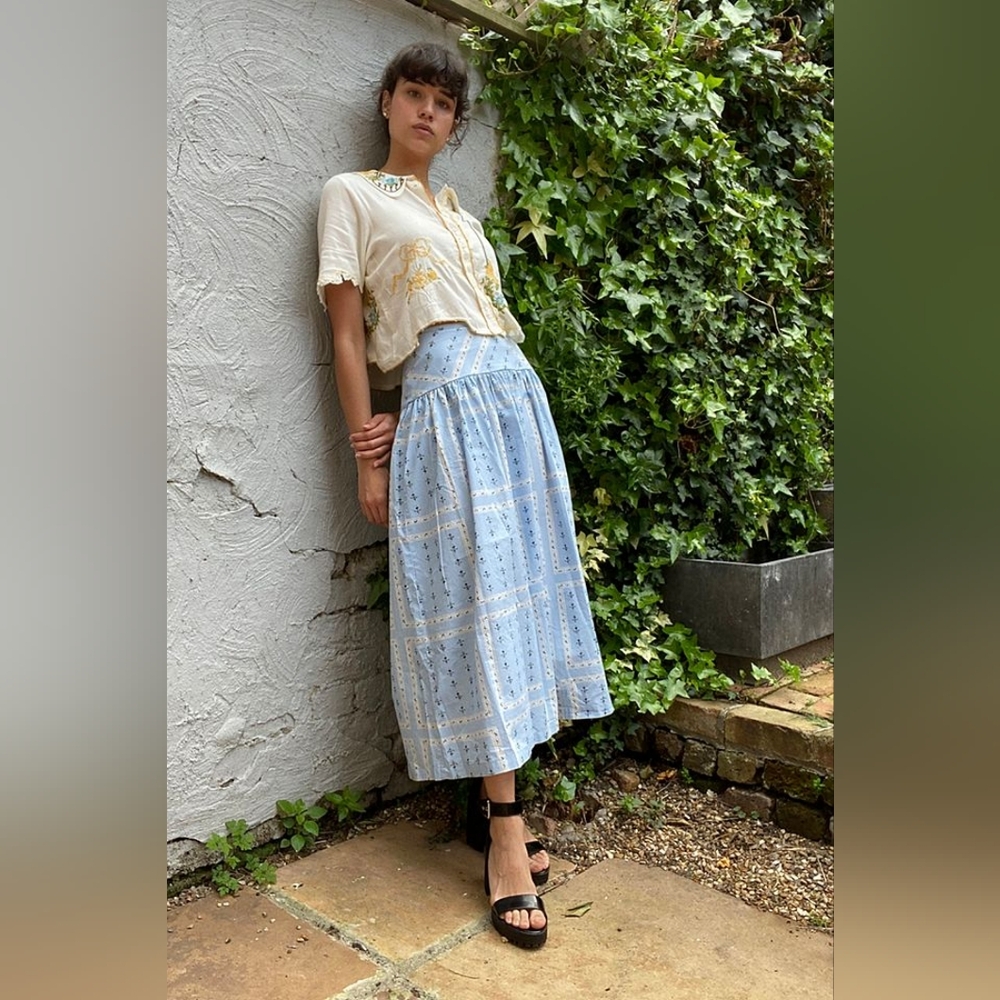 Urban Outfitters Blue and White Midi Skirt